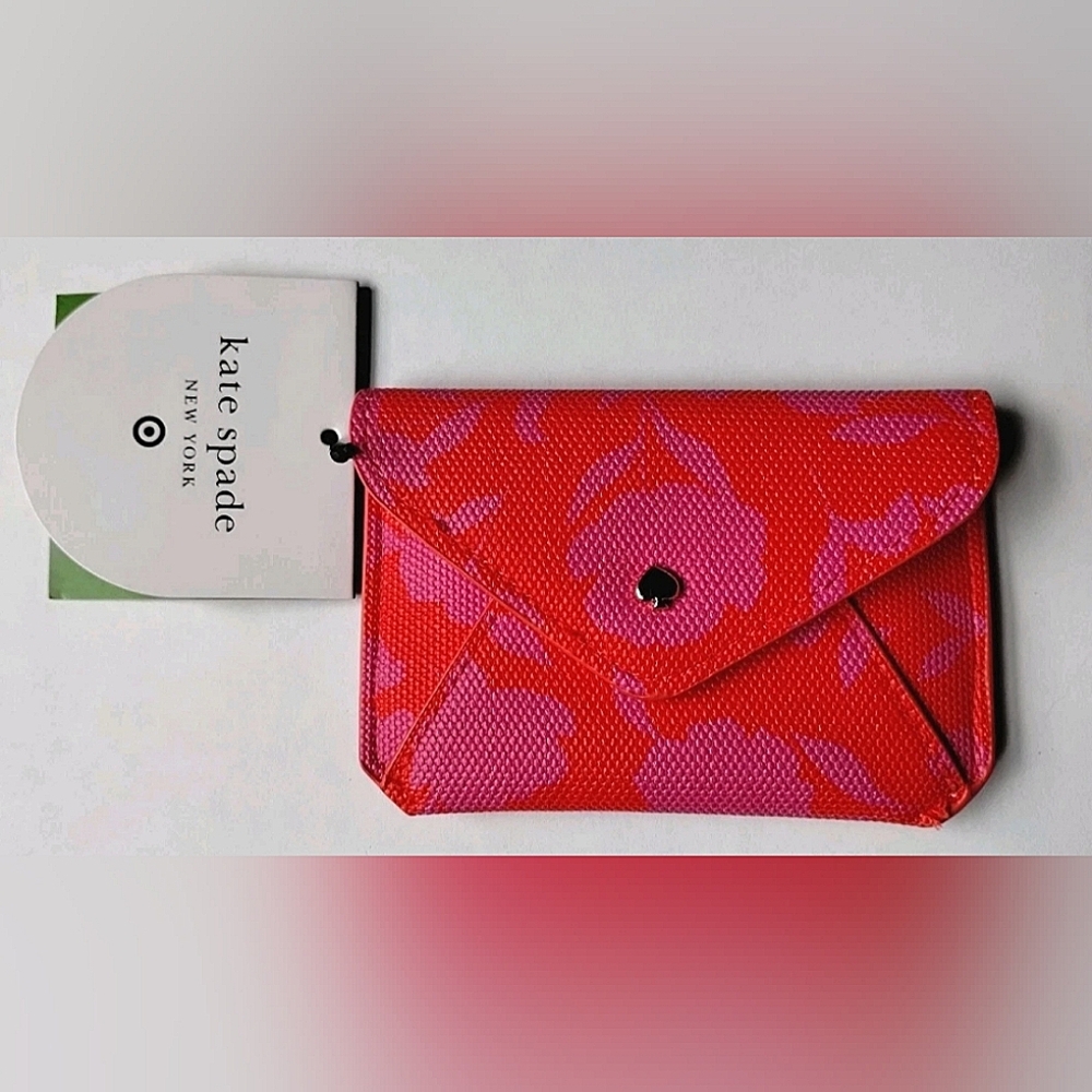 Kate Spade New York x Target Envelope Card Case Holder Rose Pink & Red NWT